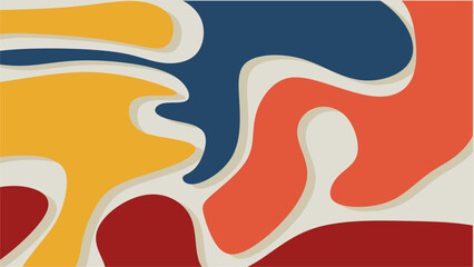 Poster - Abstract background with curved shapes, Blue, orange, yellow,red. Wall decor, decoration, graphics. Flyer,seamless