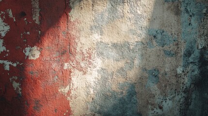 Aufkleber - Sunlight illuminating a textured wall with peeling paint