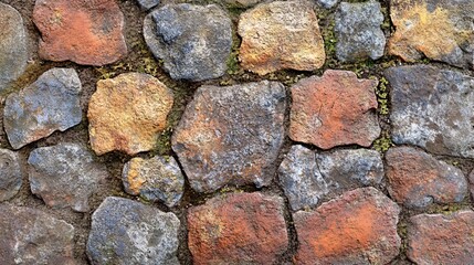 Poster - Colorful cobblestone road showing signs of age and weathering