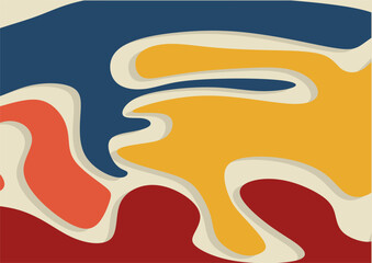 Poster - Abstract background with curved shapes, Blue, orange, yellow,red. Wall decor, decoration, graphics. Flyer,seamless