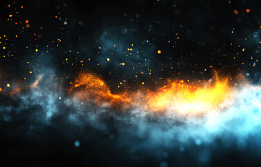 Poster - A mesmerizing display of swirling particles and colors, this image captures the ethereal beauty of cosmic dust and light, evoking a sense of wonder and depth.