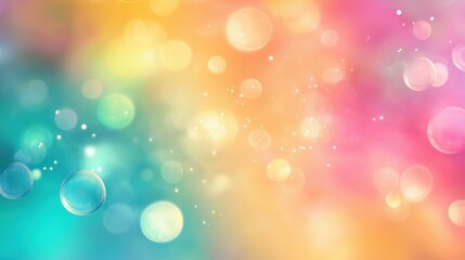Wall Mural - Soft dreamy bokeh background with pastel gradient and floating bubbles