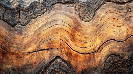 Aufkleber - Old distressed knotted wood grain texture showing wavy pattern