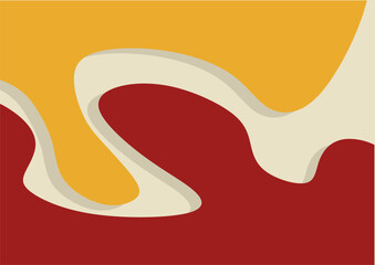 Poster - Abstract background with curved shapes,  yellow,red. Wall decor, decoration, graphics. Flyer,seamless