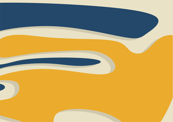 Poster - Abstract background with curved shapes, Blue,  yellow, Wall decor, decoration, graphics. Flyer,seamless