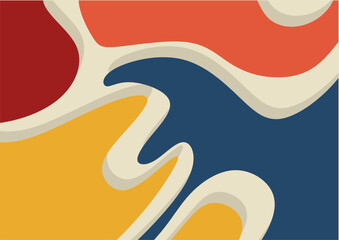 Poster - Abstract background with curved shapes, Blue, orange, yellow,red. Wall decor, decoration, graphics. Flyer,seamless