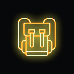 Poster - Neon sign glowing in the dark depicting a backpack with its straps and buckles