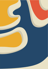 Poster - Abstract background with curved shapes, Blue, orange, yellow,red. Wall decor, decoration, graphics. Flyer,seamless