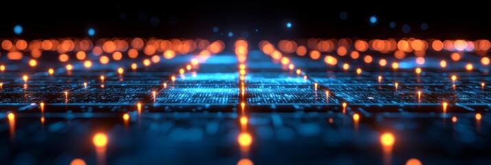 Poster - Abstract cyberpunk technical background with modern, trendy UI and UX elements, ready for text, lines, and squares. Ideal for a template, poster, invitation, banner, or email header, featuring 3D