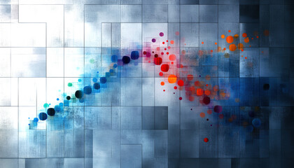 Poster - This captivating abstract artwork features a dynamic interplay of colors, blending blues and oranges to create a visual representation of energy and movement across textured backgrounds.