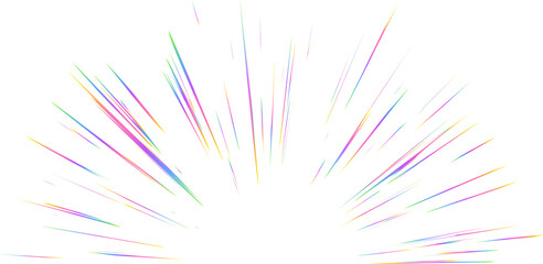 Wall Mural - burst with rainbow light prism effect. halo flare sparkles of crystal. radial holographic color expl