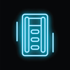 Poster - Neon atm machine glowing on a black wall background showing financial concept