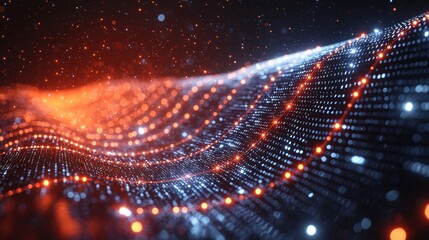 Poster - An advanced technological network expanding towards the horizon, enveloped in blue tones