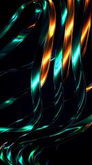 Leinwandbilder - curving teal and orange ribbons with glowing highlights.