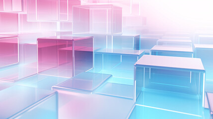 Leinwandbilder - Abstract background with a gradient of light blue and pink cubes, perfect for technology presentations and displays.

