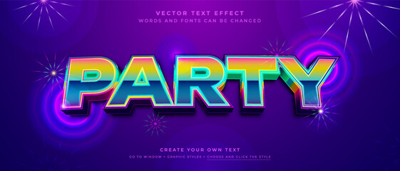 Wall Mural - Night party vector text effect, colorful shiny graphic style