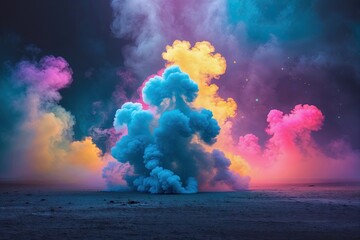 Wall Mural - Vibrant Smoky Gradient Canvas Backdrop with Playful Haze and Retro Futuristic Colors