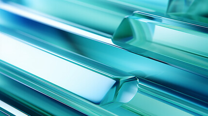 Leinwandbilder - Abstract glass material with a green and blue gradient background, perfect for presentations and banners.

