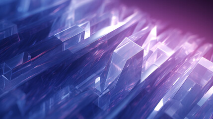 Poster - An abstract minimal design featuring crystal formations with data streams, set against a purple background.

