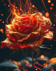 Sticker - Golden Rose in Fire