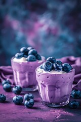 Poster - Fresh blueberries and cream top off a delightful blueberry yogurt