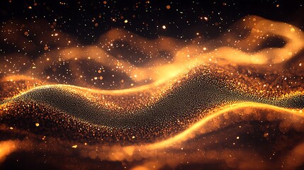 Wall Mural - wavy abstract shapes with a glittering effect, creating a magical, ethereal look for modern digital 