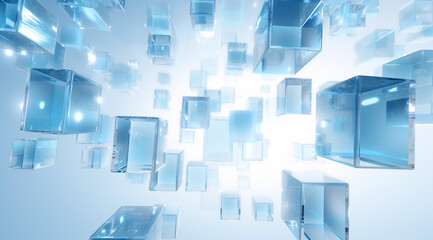 Poster - A C4D-style artwork set against a white and blue background, perfect for tech presentations and displays.

