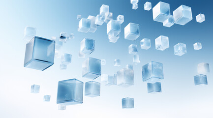 Poster - A C4D-style artwork set against a white and blue background, perfect for tech presentations and displays.

