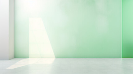 Poster - A clean, minimalist design with a high-end white background and a green interior podium display.

