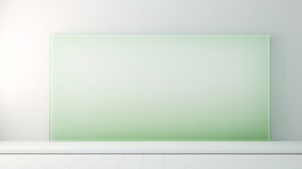 Poster - A clean, minimalist design with a high-end white background and a green interior podium display.

