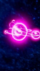 Fototapete - vibrant pink orbs racing through a deep blue starfield, leaving neon streaks behind.