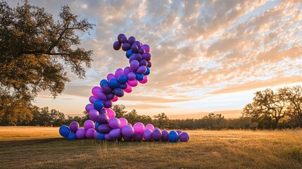 Poster - Floating balloons arranged in a spiral shape, creative and visually stunning composition.