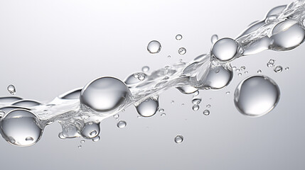 Poster - A smooth, light gray background with soft, floating water bubbles, creating a calming and serene atmosphere.

