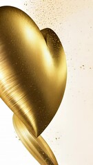Poster - 3d Sparkling golden heart glowing with elegance against pristine white background, symbolizing romance, valentine, wedding celebration. Vertical format video vertical