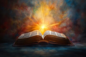 Aufkleber - A book is open to a page with a sun shining on it