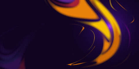 Aufkleber - Elegant glowing abstract waves in deep purple and golden tones, creating a futuristic and dynamic visual effect. Copy space