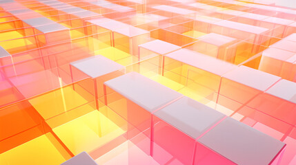 Leinwandbilder - An isometric minimalist design with orange and yellow tones, perfect for technology display backgrounds.

