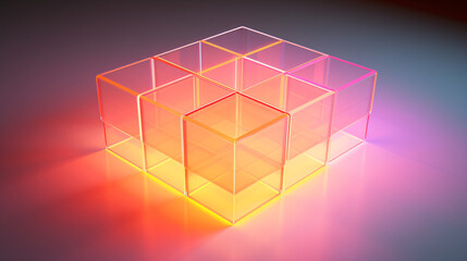 Leinwandbilder - An isometric minimalist design with orange and yellow tones, perfect for technology display backgrounds.

