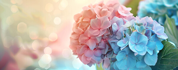 Poster - Hydrangea flowers in pastel colors setting a romantic mood