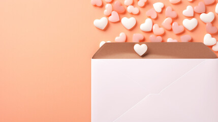 Aufkleber - A light orange pastel Valentine’s background with brown elements, perfect for romantic designs and presentations.


