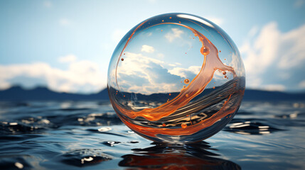 Leinwandbilder - A liquid sphere with a transparent background, perfect for technology banners, presentations, and display wallpapers.

