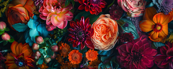 Wall Mural - Vibrant and captivating bouquet of flowers is bursting with color and life, showcasing the beauty of nature