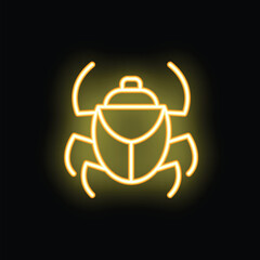 Poster - Neon sign showing a scarab beetle on a black background