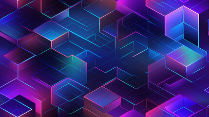 Poster - A retro hologram tech texture on a blue background, perfect for futuristic technology presentations and displays.

