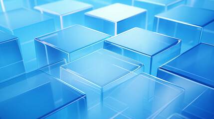 Poster - A simple 3D geometric spread of looping shapes on a transparent blue background, ideal for futuristic presentations.


