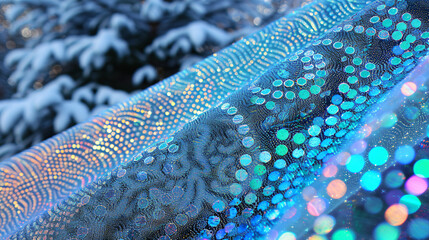 Poster - A sparkly hologram Christmas photography with a festive banner card on a premium white background.

