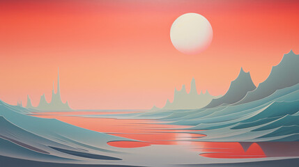 Poster - A sunset in pastel colors, ideal for a soft and elegant background for technology presentations.

