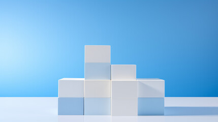 Poster - Stacking boxes on a blue background, ideal for a beautiful technology themed banner card and presentation.

