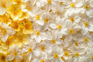 Aufkleber - Multitude of white and yellow flowers creates a vibrant floral backdrop