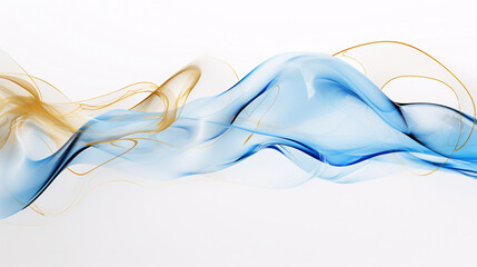 Poster - A white background featuring blue and gold swirls in the water, creating an abstract technology-inspired design, perfect for wallpaper, presentation, and festive backgrounds.

